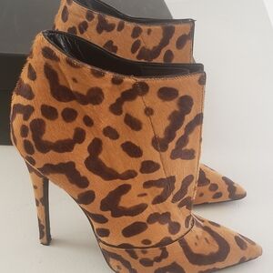 Giambattista Valli Tan Leopard Pony Hair Ankle Boots